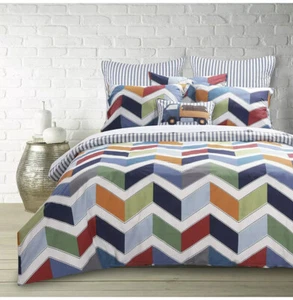 3 Pc Sheringham Road Daniel Queen Duvet Set Multi Strip Levtex - Picture 1 of 3