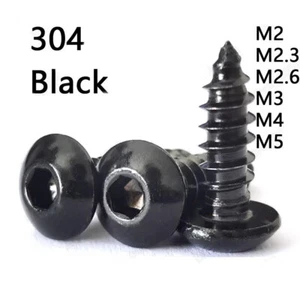 Black 304 Stainless Steel Hex Socket Button Head Self Tapping Screws M2 M3 M4 M5 - Picture 1 of 12