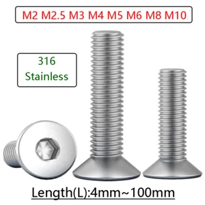 Innensechskant Senkkopfschrauben V4A Stahl Innensechskant Flachkopf Maschinenschraube - Bild 1 von 114