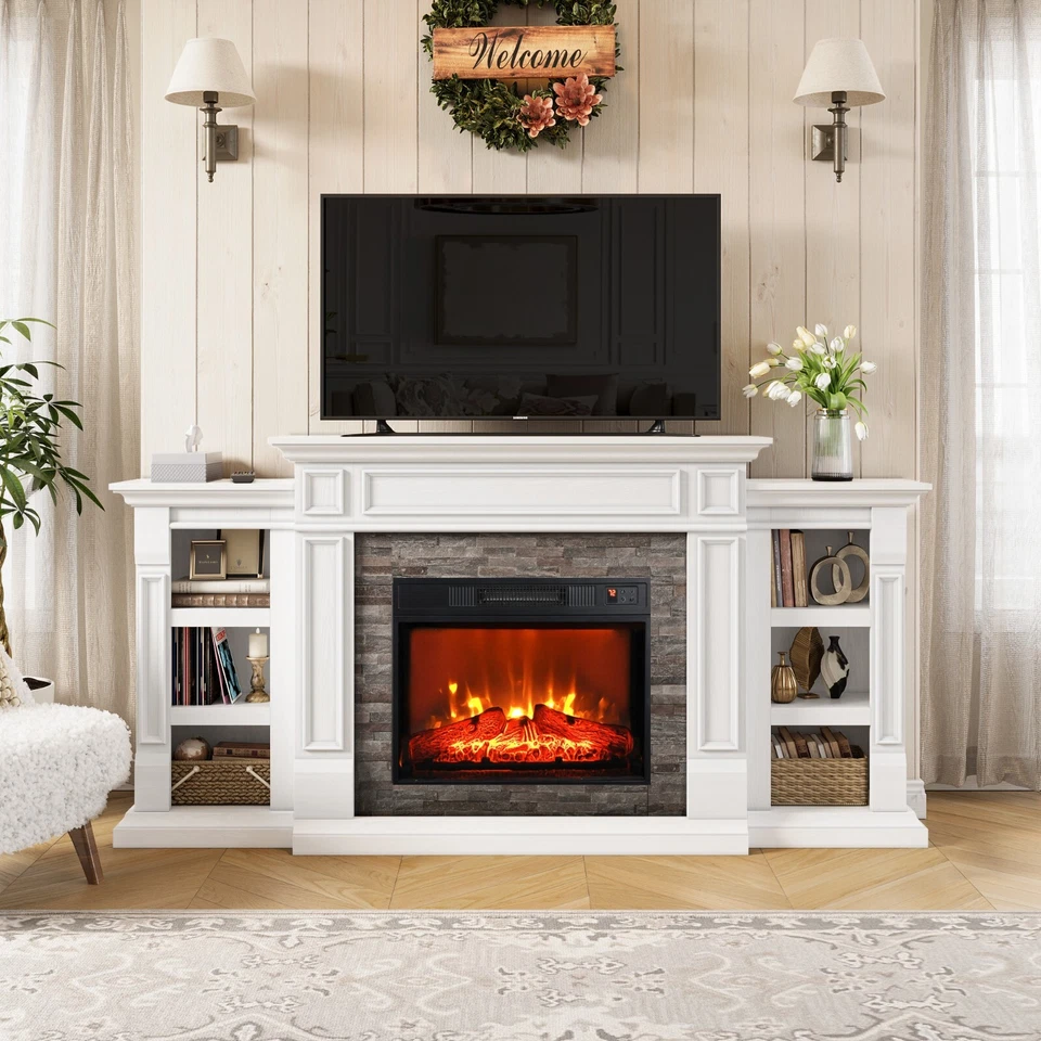 70" Electric Fireplace with Mantel Fireplace TV Stand Heater with Remote Control - Image 1 of 4