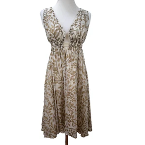 Diane Von Furstenberg Runway Silk Cream Gold Sleeveless Halter Dress Size S DVF - Picture 1 of 12