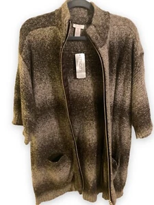 Chico's Ombre Strickjacke Tunika Pullover Größe 2 Wollmischung mit Taschen Neu mit Etikett - Bild 1 von 16