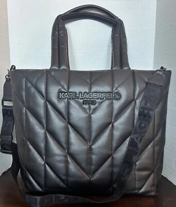 Cartera de Mano Karl LagerfeldmParis Nueva con Etiquetas Lafayette LH3CA3CW Tejida Negra - Imagen 1 de 10