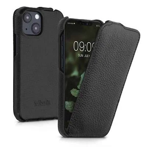Leather Flip Case for Apple iPhone 13 mini cover in Black Protective case - Zdjęcie 1 z 8