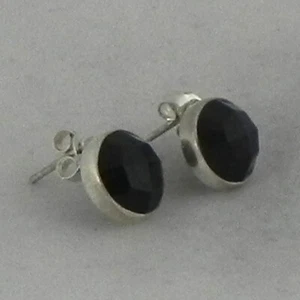 925 Argento Sterling Onice Nera Fatto a Mano Orecchini a Lobo Per Donne Ragazze - Foto 1 di 3
