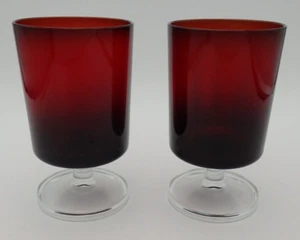 Cristal D'Arques Cavalier Luminarc France 5 oz Ruby Red Wine Glasses 4.5" - Picture 1 of 5