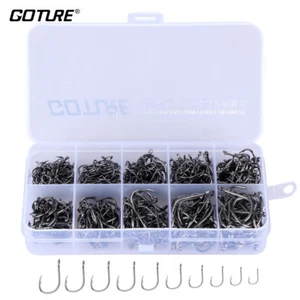 Goture 500pcs/Box High Carbon Steel Fishhook Carp Fishing Hook Size #3-#12 #6-15 - Picture 1 of 10