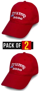 NEW Red Embroidered MAGA Hat TRUMP 2020 Cap With American Flag Pack 1 or 2 - Picture 1 of 4