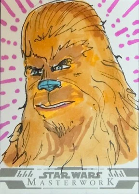 2024 Topps Star Wars Masterwork Sketch Card Chewbacca By Mike LaPeruta 1/1 MINT - Image 1 of 2