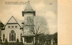 PRIMERA IGLESIA METODISTA, MARLIN, TEXAS, POSTAL VINTAGE - Imagen 1 de 2