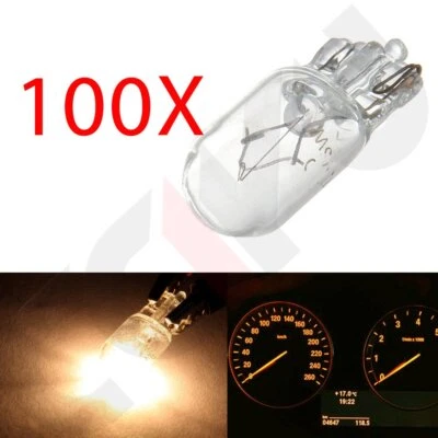 100Pcs Warm White T10 168 194 Halogen Bulb Instrument Panel Cluster Gauge Lights - Image 1 of 4