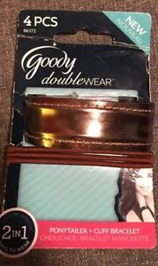 Goody Doublewear 2 In 1 Ways To Wear Ponytailer +Cuff Bracelet Copper/Brn 4pcs
