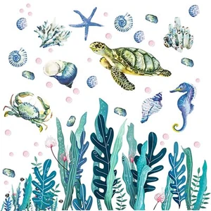 3D Under The Sea Seaweed Wall Decals Sea Turtles Wall Stickers for Kids Bedroom - Picture 1 of 7