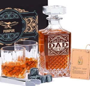 Gifts for Men Dad Father'S Day, Whiskey Decanter Set with 2 Glasses, Unique Cool - Picture 1 of 12