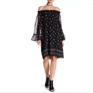NWT MAX STUDIO Med Off Shoulder Long Sleeve Floral Boho Babydoll Ruffle Dress - Picture 1 of 14