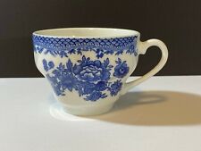 Glass cup of tea or coffee decorated with a blue floral pattern Johnson Bros Eng