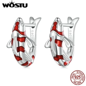 Wostu 925 Sterling Silver Lucky Carp Fish Ear Clips Earrings Women Gift Party - Picture 1 of 12