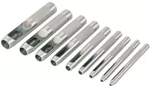 Juego de 9 piezas de punzón hueco de 1/8"" a 1/2"" junta de cuero cinturón de madera de plástico - Imagen 1 de 4