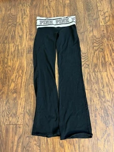 Pink Yoga Victoria's Secret Hose Schlaghose Fold Over Damen S schwarz weiß Vintage Y2K - Bild 1 von 7