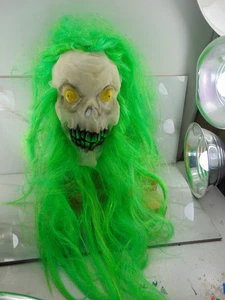 Vintage grüne Monster Maske Halloween GRÜN Haare Kobold Troll Hexe Zombie Latex - Bild 1 von 3