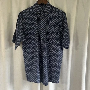 Ariat Stretch Western Shirt Mens S Blue White Diamond Short Sleeve Cowboy Rodeo - Picture 1 of 9