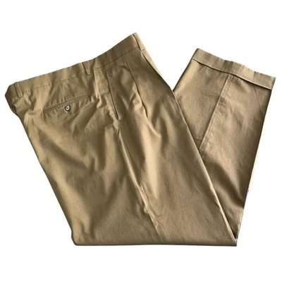 Brioni Chino Dress Pants Trousers Mens 40 x 30 Khaki Tan Pleated Italy NWOT - Image 1 of 4