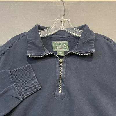 Suéter Woolrich 1/4 Cremallera Para Hombres XL Azul Cuello Simulado Pullover Pesado Vellón Envejecido Foto 1 de 4