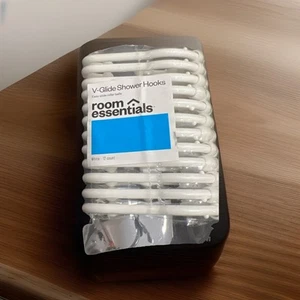 Room Essentials Cortina de Ducha Barra Ganchos Cierre 12 Piezas NUEVO - Imagen 1 de 2