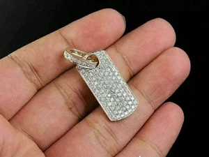 Ciondolo targhetta cane moissanite taglio tondo 1,50 ct catena 18" placcata oro giallo 14 carati - Foto 1 di 8