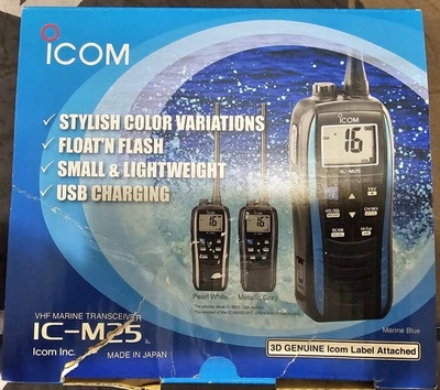 ICOM IC-M25 Handheld Floating VHF Marine Transceiver - Blue Trim - Image 1 of 2