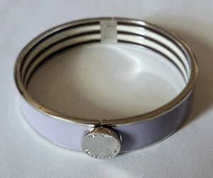 Henri Bendel Lilac Enamel Hinged Push Button Bangle Bracelet 2.5" - Picture 1 of 4