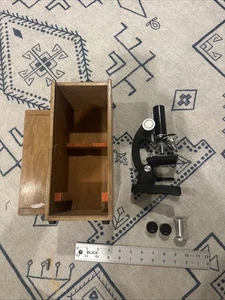 Vintage Microscope With Wooden Box - Picture 1 of 17