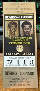 1981 Hearns vs Leonard - Boxing - Ticket Stub - 9/16/81 - 14th Round Knock Out!! - Picture 1 of 2