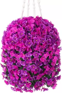 Artificial Hanging Flowers Fake Plants Baskets for Outdoors Spring Decoration, 4 - Picture 1 of 20