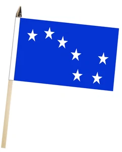 Ireland Starry Plough Blue Large Hand Flag With Wooden Pole (18" x 12") - Picture 1 of 2