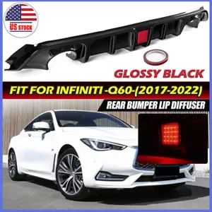 US Gloss Black Rear Diffuser Bumper W/Light For Infiniti Q60 2017-2022 Body Kit - Bild 1 von 7