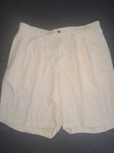 Caribbean Mens Shorts 38 Cream Silk Actual Waist 36X9 Inseam - Picture 1 of 13
