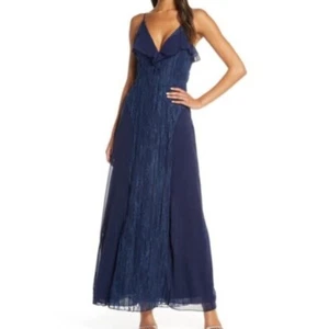 Anthropologie Foxiedox Neu mit Etikett Größe Small Biesen Spitze Chiffon Kleid blau UVP 188 $ - Bild 1 von 10
