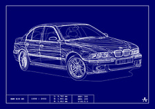 POSTER - BMW E39 M5 BLUEPRINT - (A4 A3 A2 Sizes) - Technical Drawing Stats