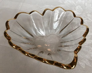 Mikasa Crystal Heart Shaped Candy Trinket Jewelry Dish Bowl Gold Trim Valentines - Picture 1 of 7