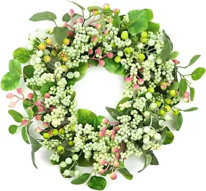 20 Inch Spring Eucalyptus Wreaths for Front Door Greenery Wreath for Front Door - Picture 1 of 5