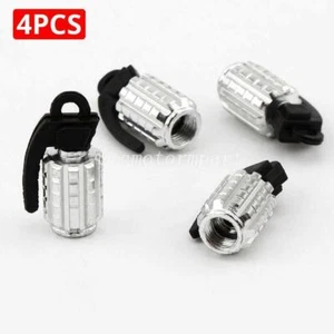 4PCS Silver Grenade Tire/Wheel Air Stem Valve Caps for Harley-Davidson Bike - Picture 1 of 4