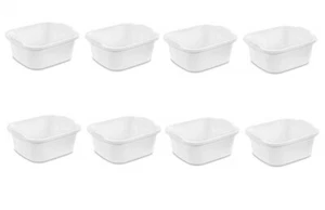Sterilite 06478008 12 Quart Dish Pan, White, 8-Pack - Picture 1 of 2