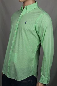 Ralph Lauren Green Cream Striped Classic Dress Shirt Purple Pony NWT - Picture 1 of 1