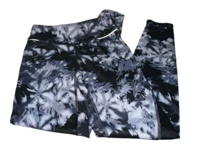 Leggings ALALA Gris Negro Sombra de Palma Capitán Tobillo Apretado Malla Acento Talla S Foto 1 de 4