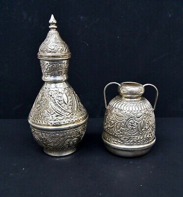 Made In Egypt Hand Chased 900 Sterling Silver Spice Jar & Pitcher Set C3092 • 624.60$