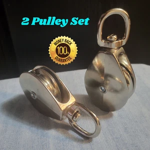 Single Sheave swivel eye Pulley 4 1/8" length 3/4" swivel eyelet. (2 Count) zinc - Picture 1 of 5