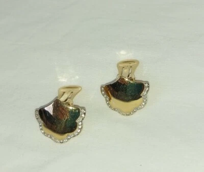 Ohrclips Vintage hochwertige Vergoldung Clips mit Kristallen  - Bild 1 von 4