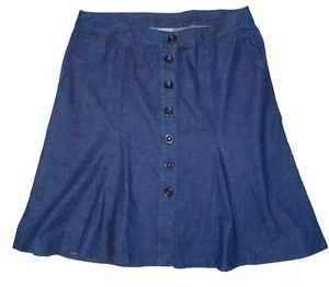 Womens Liz & Me Denim Flare Skirt Plus Size 24W Button Front Dark Wash A-line - Picture 1 of 9