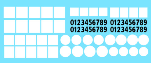 DECAL round square white 1/43 1/32 square numbers race flat DECALS